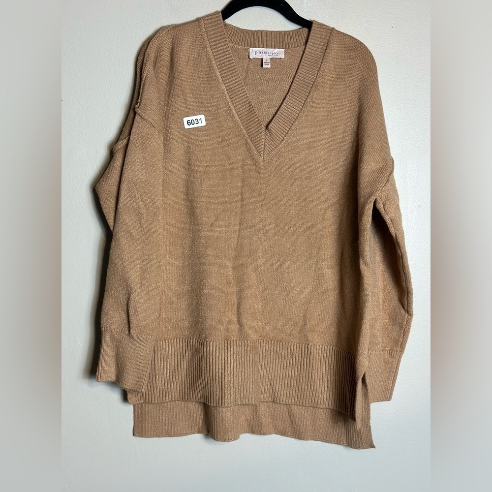 Philosophy republic large light brown 22p2p high low f26 b 29 v neck preowned
